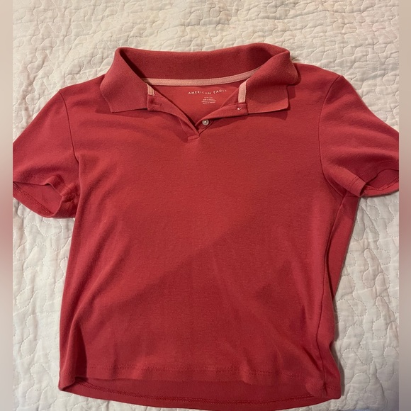 American eagle cropped collared pink shirt in size small - Picture 1 of 2